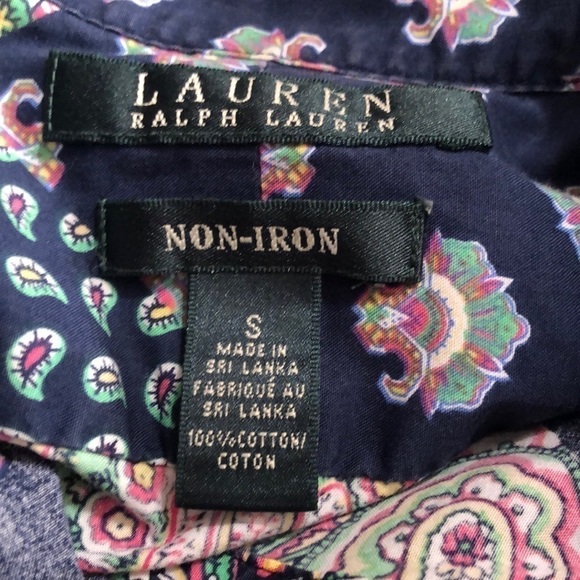 Lauren Ralph Lauren Paisley Print Non Iron Button Up Shirt Sz S - Picture 6 of 6